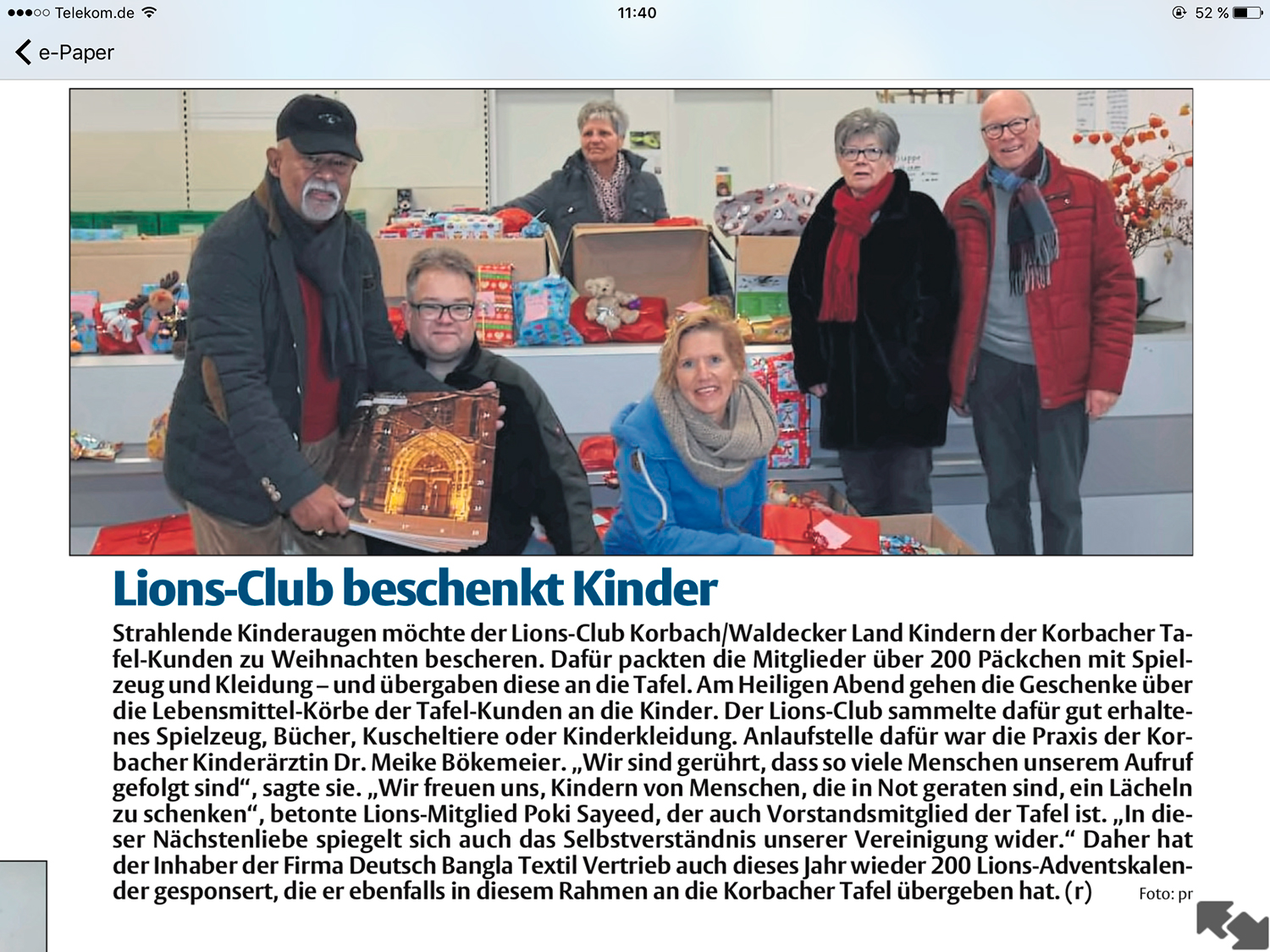 Lions Club Korbach-Waldecker Land beschenkt Kinder der Korbacher Tafel-Kunden